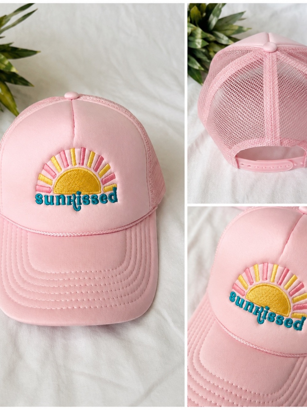 Pink 'sunkissed' Embroidered Trucker Hat